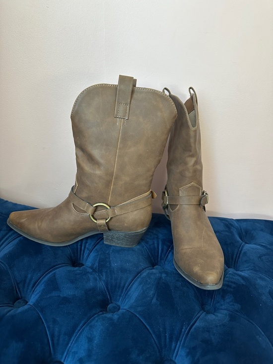 Call It Spring Shoes - Call It Spring Classic Brown Vegan Leather Western Boots - Women